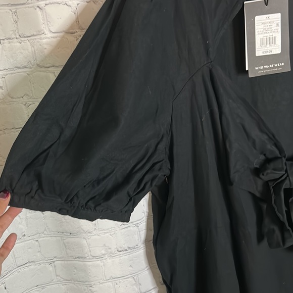 NWT Who What Wear Black Linen Blend Tiered Midi A-line Dress 4X - Picture 6 of 7